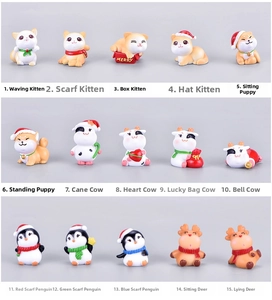 Detailed grid view of 15 creative Christmas mini resin animal figurines for DIY crafts