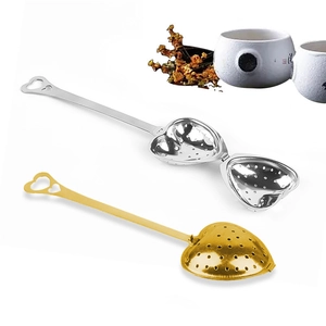 Heart-shaped stainless steel tea infusers in gold and silver finish with handle
