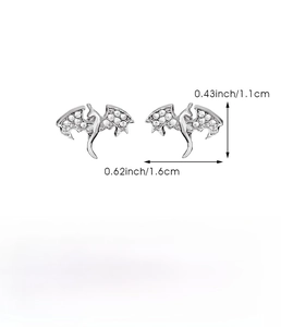 Diagramme technique des boucles d'oreilles dragon avec dimensions et poids précis