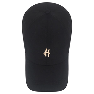 Classic black cotton baseball cap with embroidered H letter and adjustable strap
