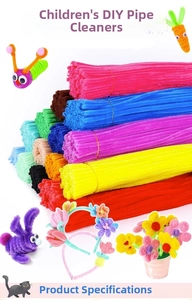 DIY colorful chenille stems for kids crafts showing various handmade creative figures