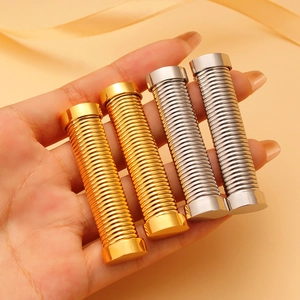 Textured screw pattern tube earrings in gold and silver finish for a trendy look