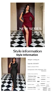 Detail view of elegant one-shoulder evening dress with high slit and pleated fabric details