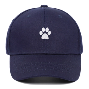 Klassische dunkelblaue Baumwoll-Baseballkappe mit weißem Katzenpfoten-Stickmotiv für alle