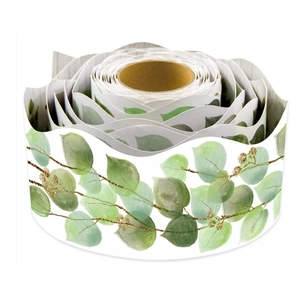 Eucalyptus leaf bulletin board border trim with wavy scalloped edge for classroom decoration