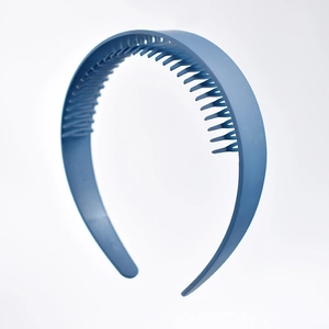 Diadema de plástico azul con dientes antideslizantes para peinado de cabello