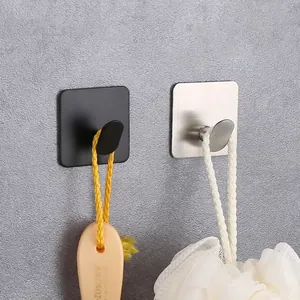304 stainless steel self-adhesive wall hooks in black and silver for bathroom kitchen