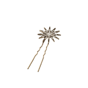 Épingle à cheveux étoile vintage en bronze avec strass brillants et design en métal ondulé