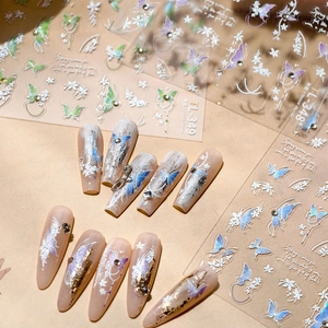 Exquisite butterfly and flower nail art stickers set with elegant matte shell finish