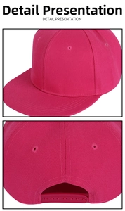 Dettaglio del cappellino snapback fucsia con chiusura regolabile e cuciture di qualità