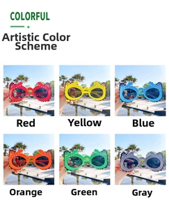 Colorful cartoon crocodile children sunglasses in red yellow blue orange green and grey