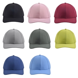 Breathable quick-dry baseball cap with laser-cut holes shown in eight diverse colors