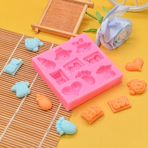 Baby Shower Theme Silicone Mold Fondant Chocolate Cake Decorating Heart Footprint Bottle Shape Newborn Party Baking Tool