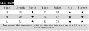 Tableau des tailles pour mini robe dos nu avec mesures S, M, L en centimètres