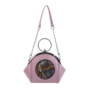 Women Shell Crossbody Bag Vintage PU Leather Handbag With Metal Ring Handle Elephant Relief Ethnic Style Shoulder Bag