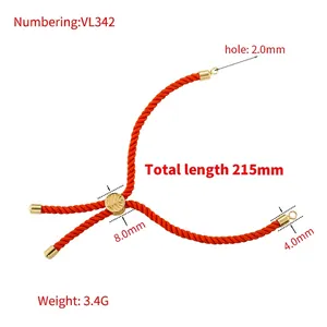 Adjustable red braided Tree of Life Milan cord bracelet with gold sliding metal buckle