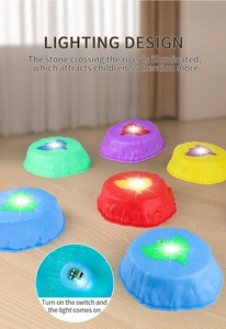 Detail of colorful glowing stepping stones with anti-slip pads for kids balance training