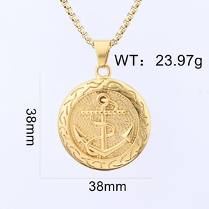 Detailed view of golden anchor pendant measuring 38mm by 38mm weighing 23.97g