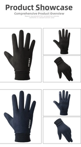 Close-up of touchscreen fingertips and anti-slip silicone palm on thermal cycling gloves
