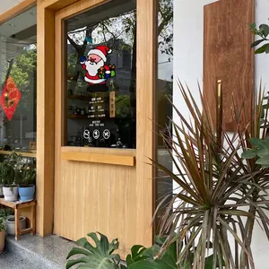 Sticker de Noël Père Noël dessin animé sur porte vitrée pour décoration festive