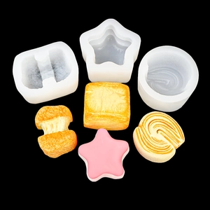 Silicone DIY molds set for star and toast shapes with handmade soap and pastry finish