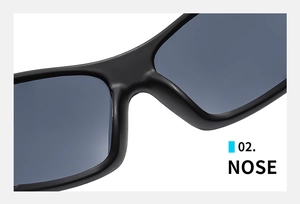 Close-up of matte black frame bridge and comfortable nose pads on Y2K sports sunglasses
