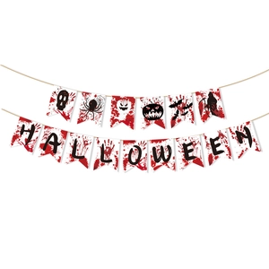 Halloween Party Decoration Paper Banners And Honeycomb Ornaments Spooky Venue Atmosphere Layout Props Festival Supplies