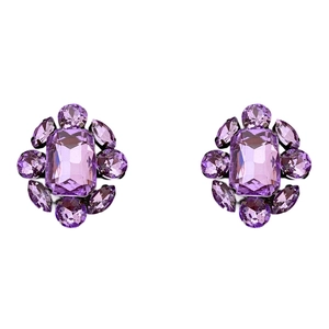 Vintage style purple crystal snowflake earrings with luxurious floral cluster design