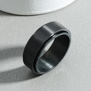 8mm black spinner ring for men made of 316L stainless steel with rotating outer band
