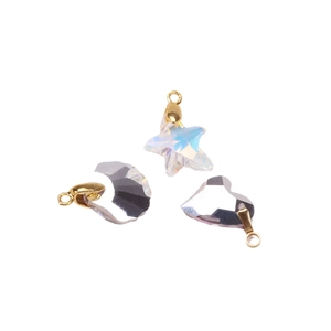 Colorful heart, star and moon shape pendants with gold ring for DIY jewelry making