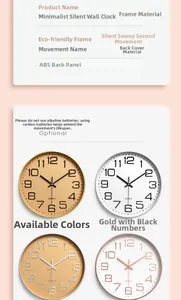 Detail view of silent wall clock with ABS backplate and high-precision scan movement