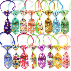 Easter Pet Necktie Polyester Grosgrain Ribbon Adjustable Buckle Holiday Bunny Egg Print For Dogs Cats Accessories