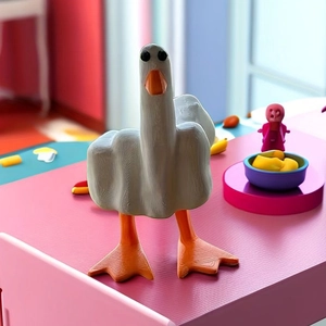 Creative resin duck figurine showing middle finger gesture for desktop decoration