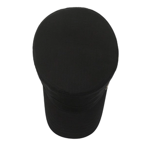 Classic black flat top military cap for men made of cotton fabric in a minimalist style