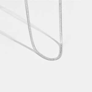 Elegant S925 sterling silver tennis necklace with rectangle cut zircon stones