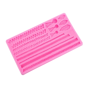 Pink silicone knitting rope texture mold for fondant cake borders and chocolate crafts