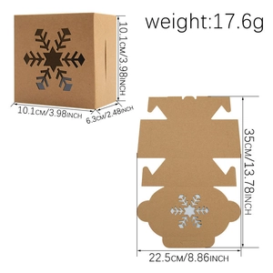 Scatola per dolci natalizia europea in carta kraft con intaglio a fiocco di neve e finestra PVC