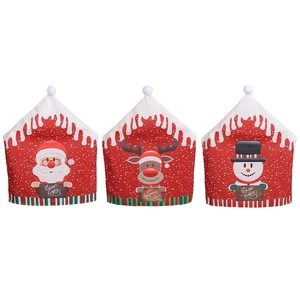 Lot de 3 housses de chaise de Noël avec motifs Père Noël, Bonhomme de neige et Renne