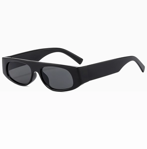 Classic thick-frame rectangle sunglasses in solid black with dark grey tinted lenses