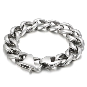 Men Cuban Link Bracelet 316L Stainless Steel Heavy Chain Hip Hop Punk Style Polished Matte Finish Streetwear Jewelry