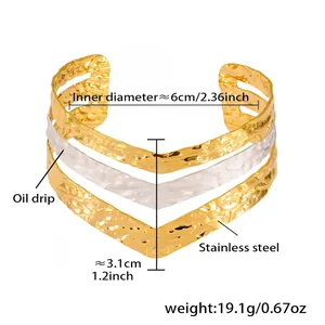 Specifiche dettagliate del bracciale rigido in acciaio inossidabile con finitura martellata