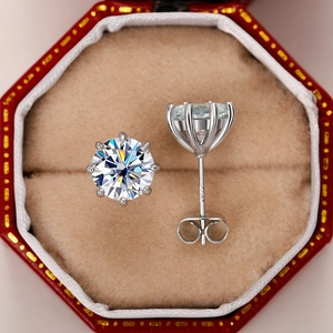 Zircon Stud Earrings With Earring Post Classic Round Crown Flower Shape Elegant Jewelry For Women