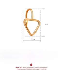 Tabella taglie dettagliata per orecchino a triangolo in rame dorato con altezza di 2cm