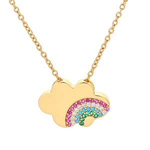 Minimalist Copper Rainbow Cloud Pendant Necklace For Women Multicolored Zirconia Gold Silver Plated Clavicle Chain Jewelry