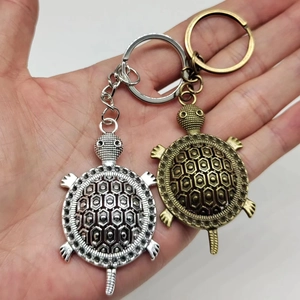 Elegant turtle keychains in silver and bronze alloy finish, vintage style creative gift