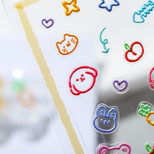 3D embossed nail art stickers with cute colorful cartoon animal shapes and icons