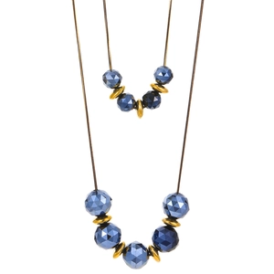 Set de collares de cuentas de cristal azul con cadenas de serpiente doradas para el invierno