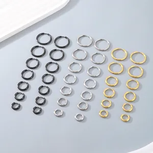 Hoop Earrings Stainless Steel Smooth Geometric Minimalist Niche Ins Style Versatile Fashion Ear Buckles For Women
