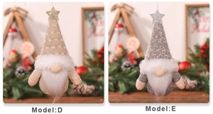 Detailed view of handmade Christmas gnomes with knit fabric and sparkling sequins