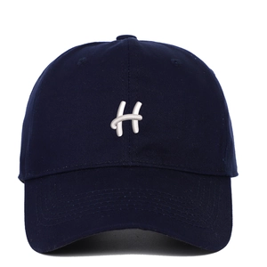 Classic navy cotton baseball cap with white 3D embroidered H letter for outdoor sports